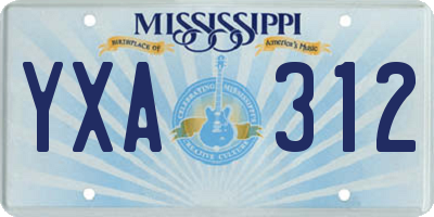 MS license plate YXA312