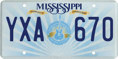 MS license plate YXA670