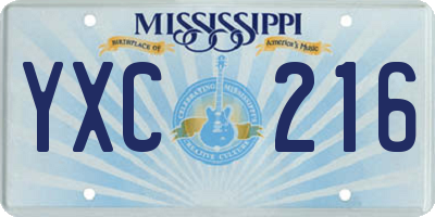 MS license plate YXC216