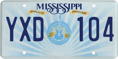 MS license plate YXD104