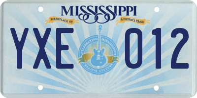 MS license plate YXE012