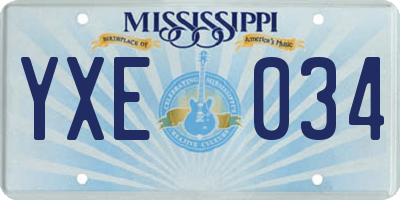 MS license plate YXE034