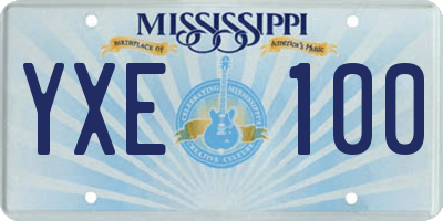 MS license plate YXE100