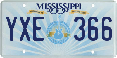 MS license plate YXE366