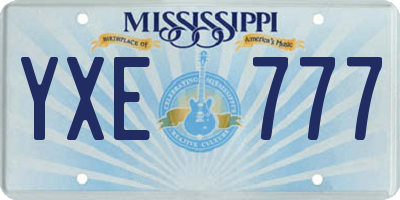 MS license plate YXE777
