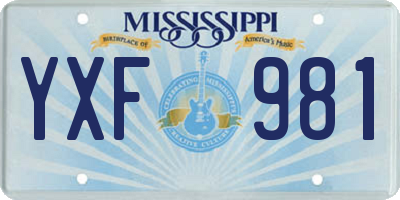 MS license plate YXF981