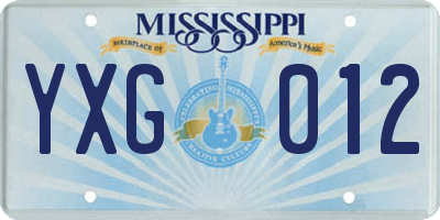 MS license plate YXG012