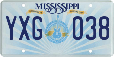 MS license plate YXG038