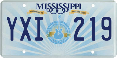 MS license plate YXI219