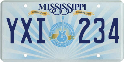 MS license plate YXI234