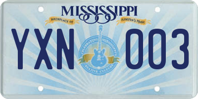 MS license plate YXN003
