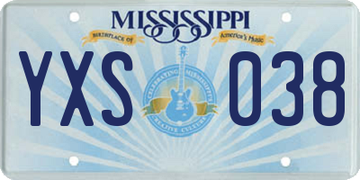 MS license plate YXS038