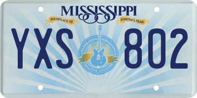 MS license plate YXS802