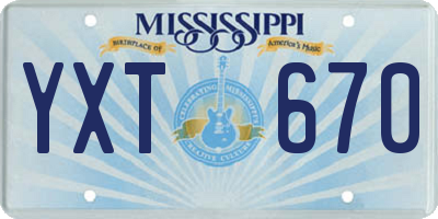 MS license plate YXT670