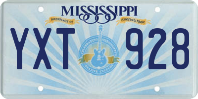 MS license plate YXT928