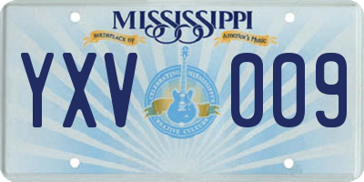 MS license plate YXV009