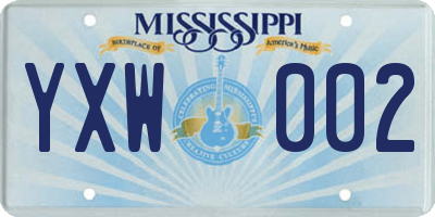 MS license plate YXW002
