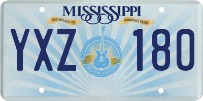 MS license plate YXZ180