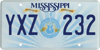 MS license plate YXZ232