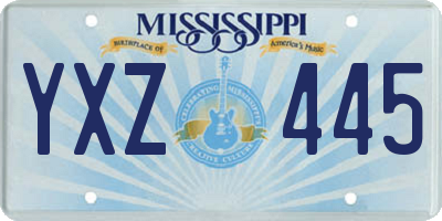 MS license plate YXZ445