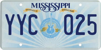 MS license plate YYC025