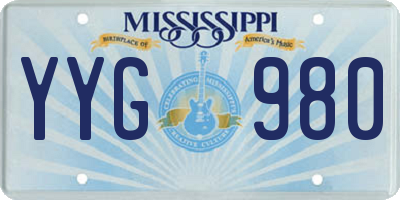 MS license plate YYG980