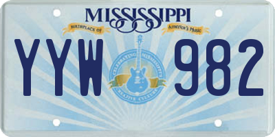 MS license plate YYW982