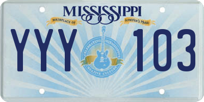 MS license plate YYY103