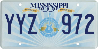 MS license plate YYZ972