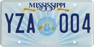 MS license plate YZA004