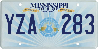MS license plate YZA283