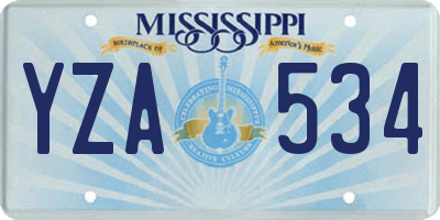 MS license plate YZA534