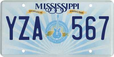 MS license plate YZA567