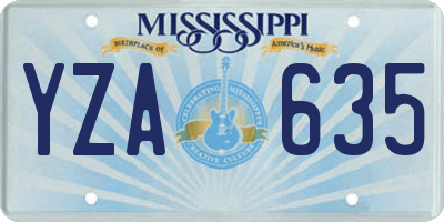 MS license plate YZA635