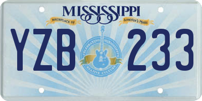 MS license plate YZB233