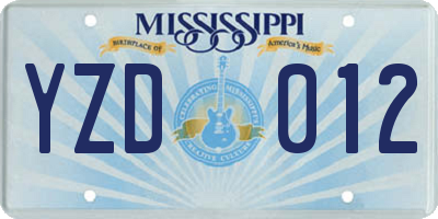 MS license plate YZD012
