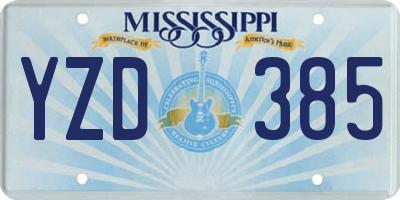 MS license plate YZD385
