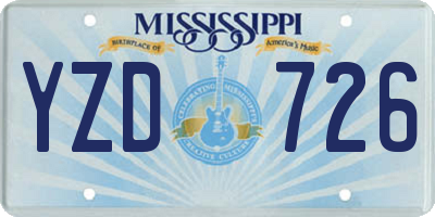 MS license plate YZD726