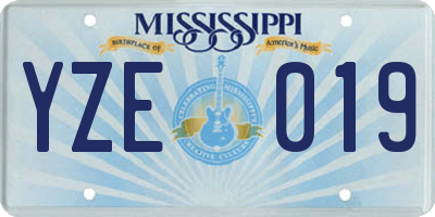 MS license plate YZE019