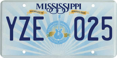 MS license plate YZE025