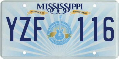 MS license plate YZF116