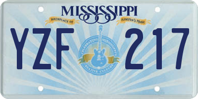 MS license plate YZF217
