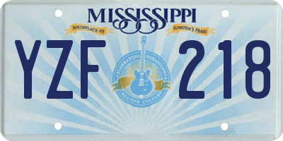 MS license plate YZF218