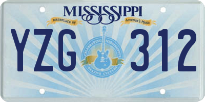 MS license plate YZG312