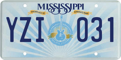 MS license plate YZI031