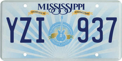 MS license plate YZI937