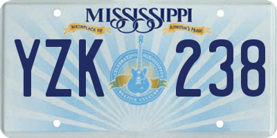 MS license plate YZK238