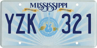 MS license plate YZK321