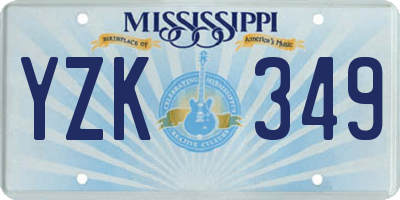 MS license plate YZK349