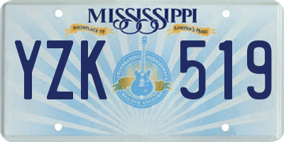 MS license plate YZK519